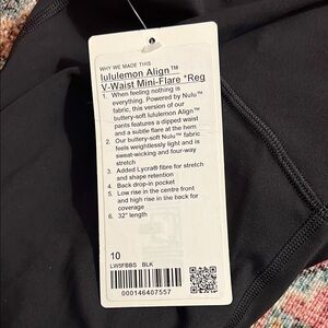 Lululemon align v-waist mini-flare Reg size 10 black new with tags 32 in length